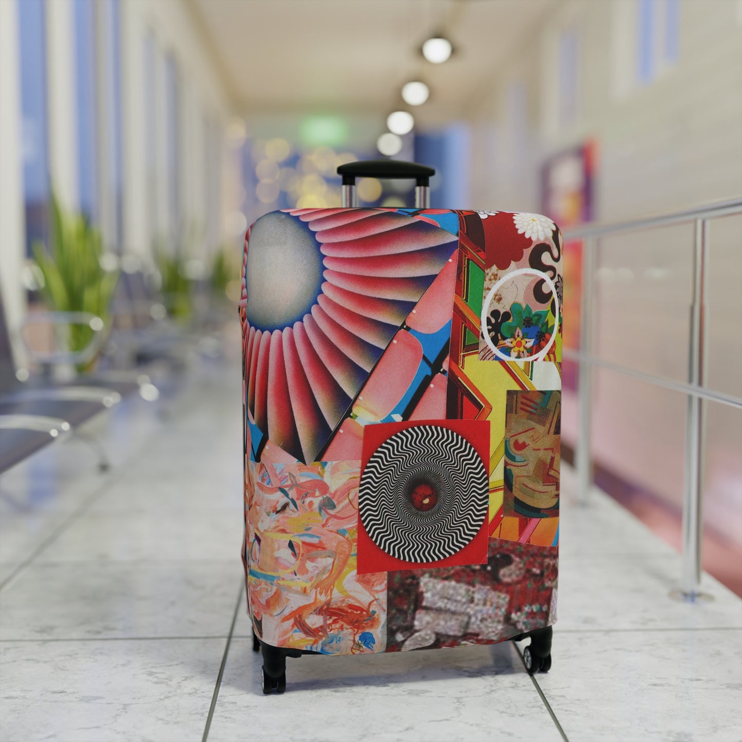 Tempest Collage Artwork Abstract Collage Luggage Cover – Colorful Retro Fan Graphic Travel Protector