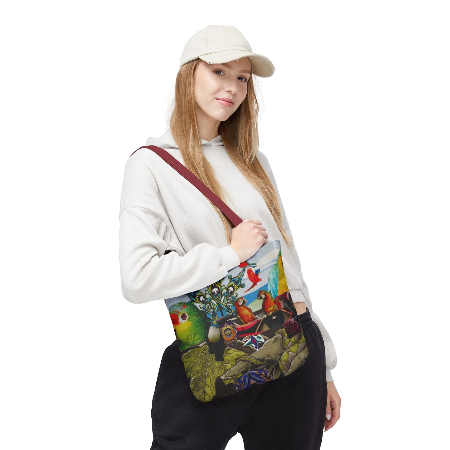 Apoda Print Vibrant Tropical Tote Bag, Eco-Friendly Grocery Bag, Summer Beach Tote, Festival Accessory, Colorful Shopping Bag