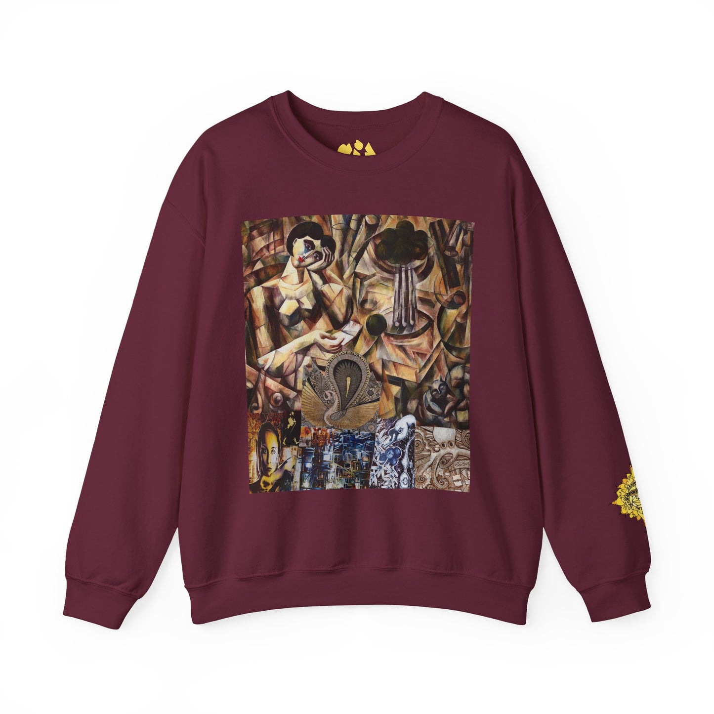 Margo Egyptian Collage Crewneck Sweatshirt — Vintage Pharaonic Art Print