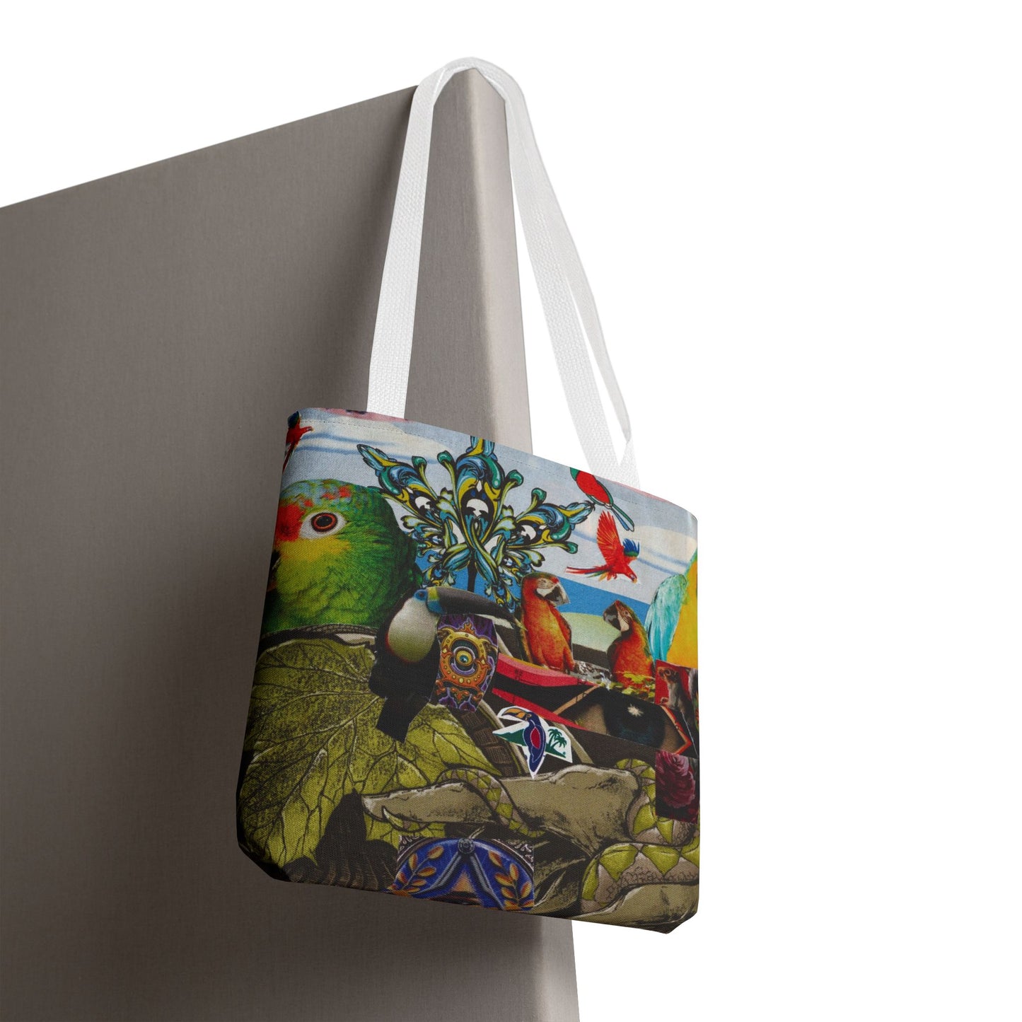 Apoda Print Vibrant Tropical Tote Bag, Eco-Friendly Grocery Bag, Summer Beach Tote, Festival Accessory, Colorful Shopping Bag