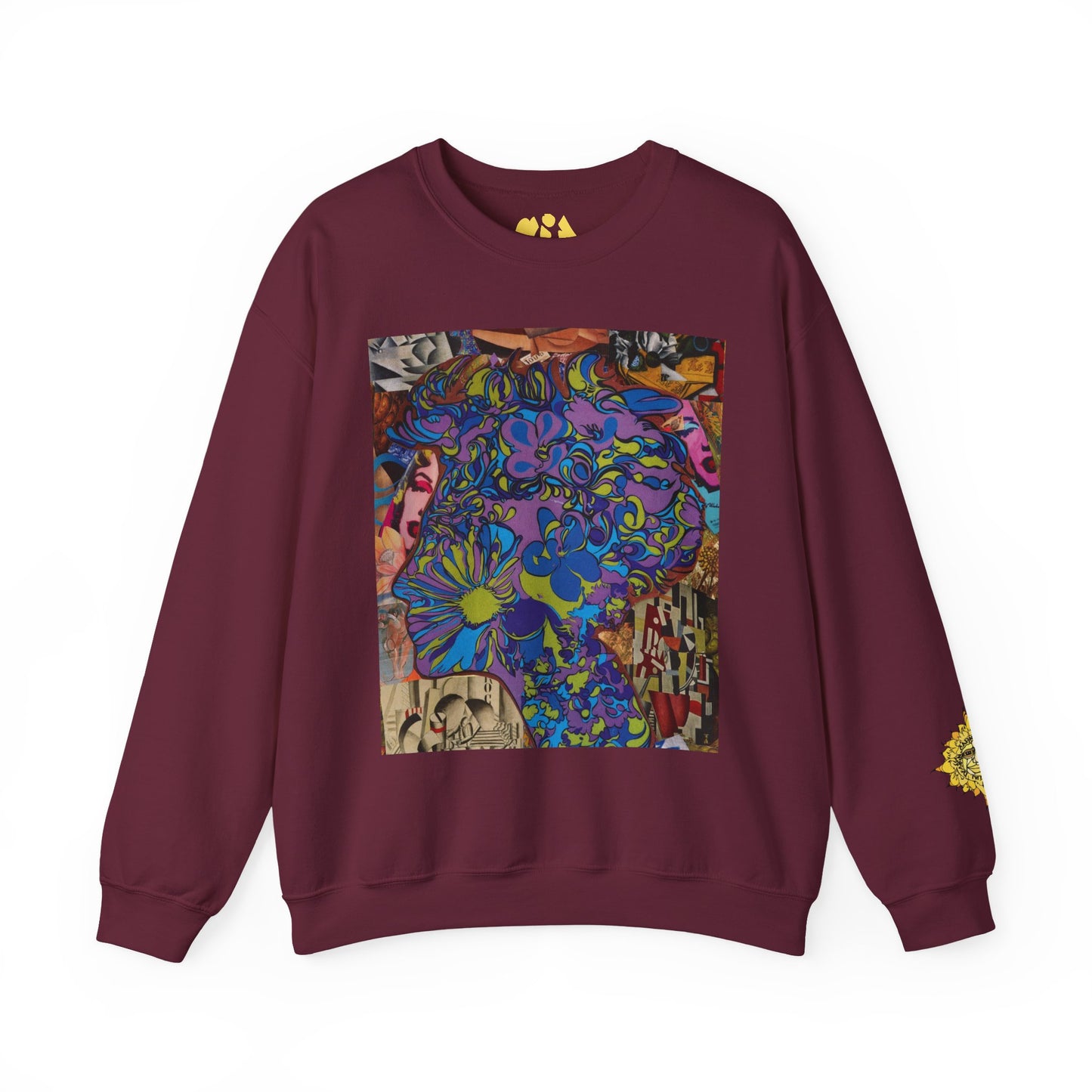 Purple Majesty Sweatshirt — Psychedelic Floral Collage Graphic