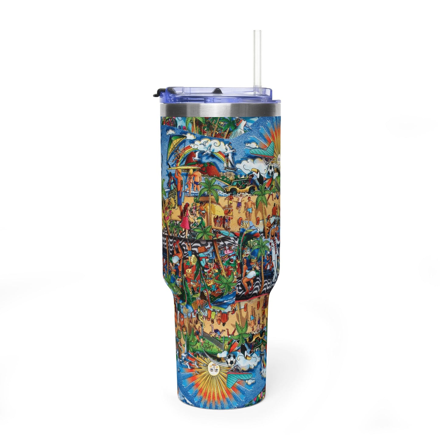 Florida Collage Artwork 40oz Tropical Beach Scene Vacuum Tumbler