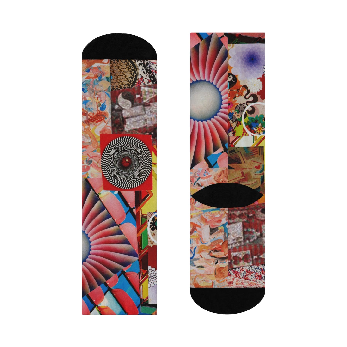 TEMPEST Collage Artwork Collage Crew Socks — Vibrant Abstract Art Cushion Socks