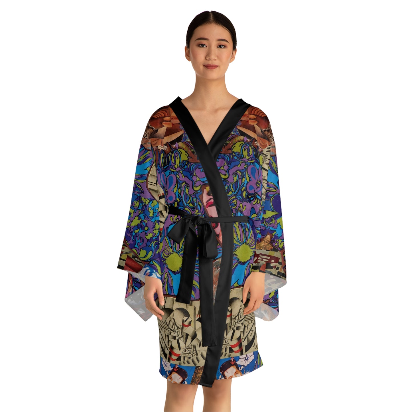 Purple Majesty Artwork Floral Kimono Robe — Boho Lounge