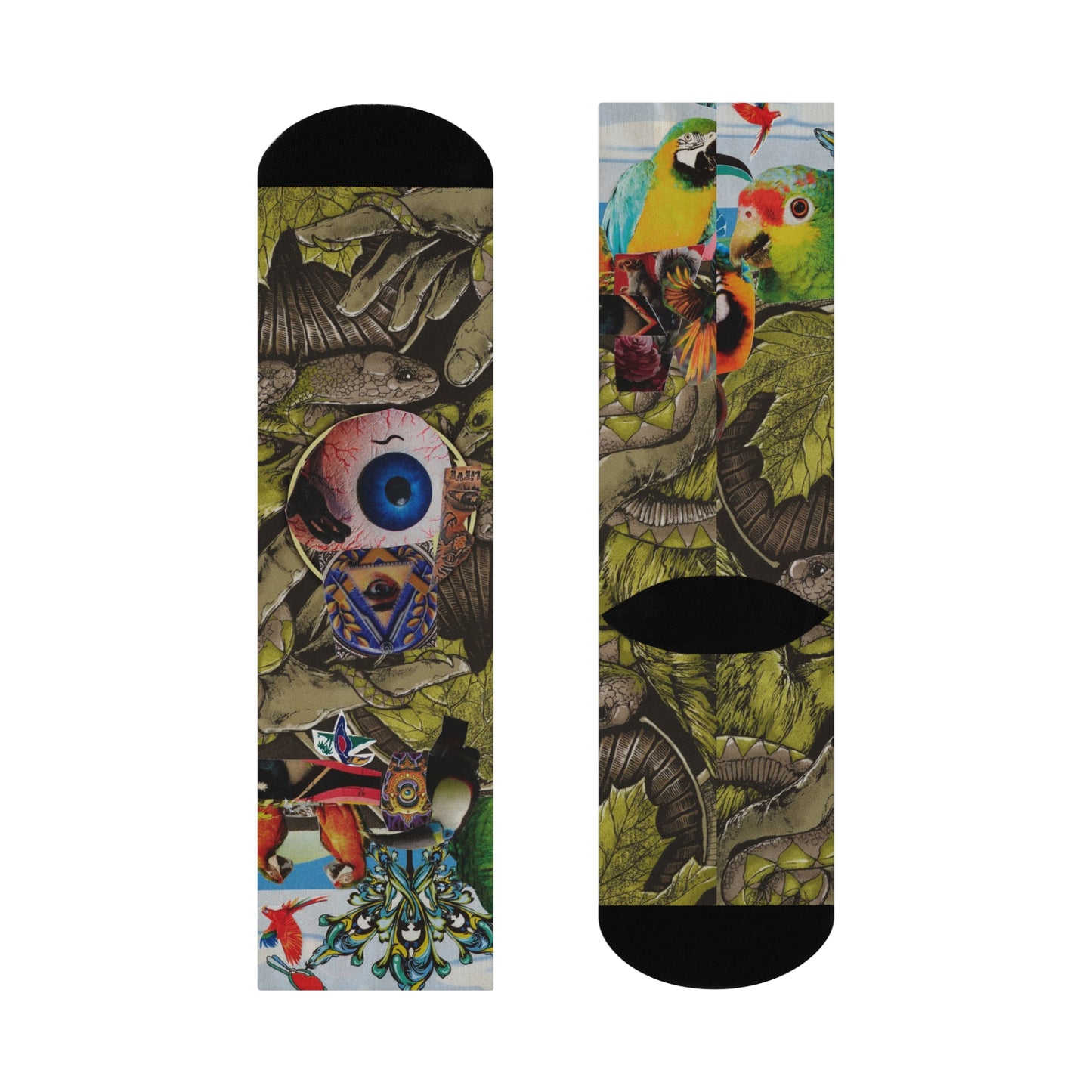 Apoda Collage Artwork Crew Socks — Vibrant Abstract Art Cushion Socks