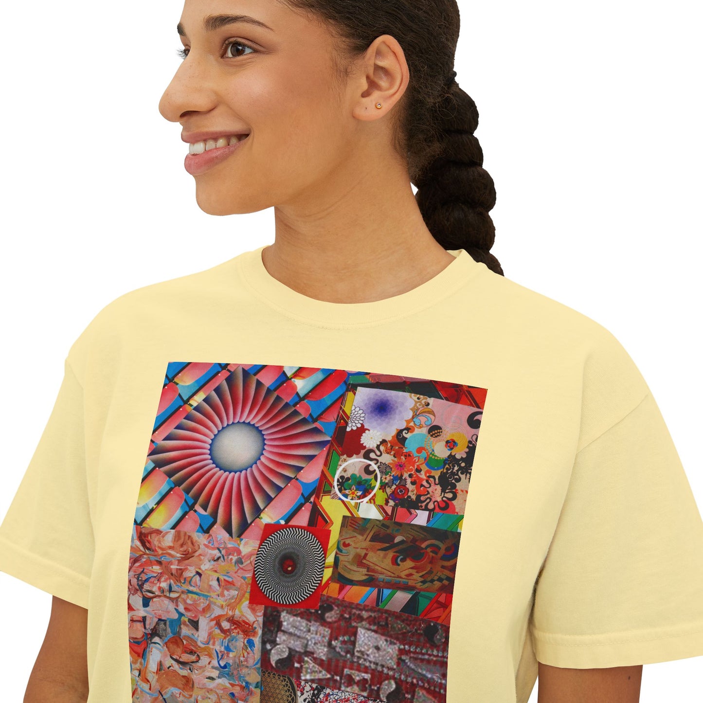 Tempest Collage Artwork  Women’s Boxy Tee — Abstract Collage Art Square Print