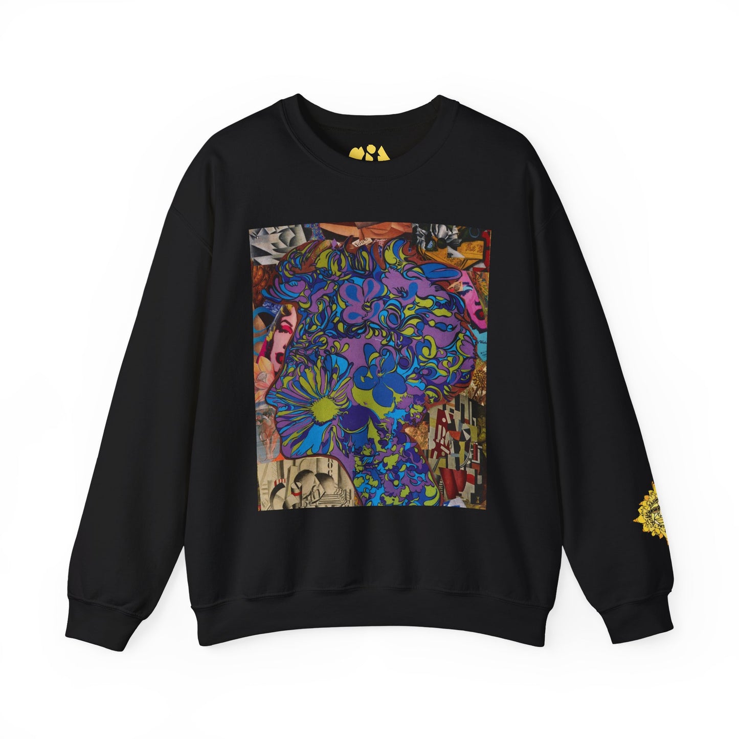 Purple Majesty Sweatshirt — Psychedelic Floral Collage Graphic