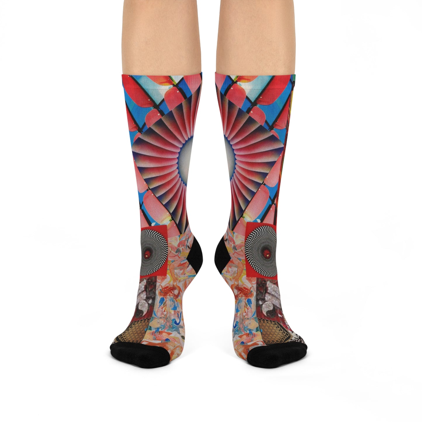 TEMPEST Collage Artwork Collage Crew Socks — Vibrant Abstract Art Cushion Socks