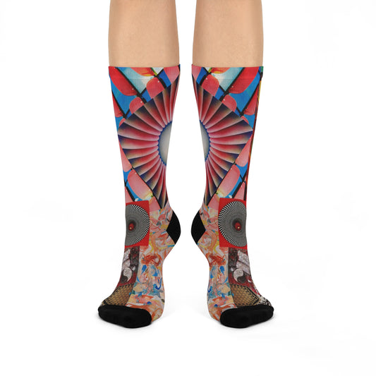 TEMPEST Collage Artwork Collage Crew Socks — Vibrant Abstract Art Cushion Socks