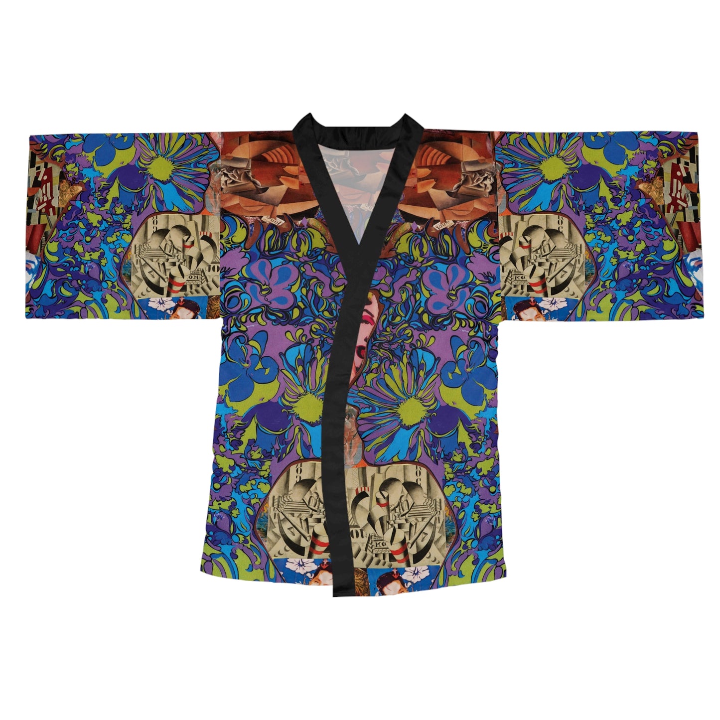 Purple Majesty Artwork Floral Kimono Robe — Boho Lounge