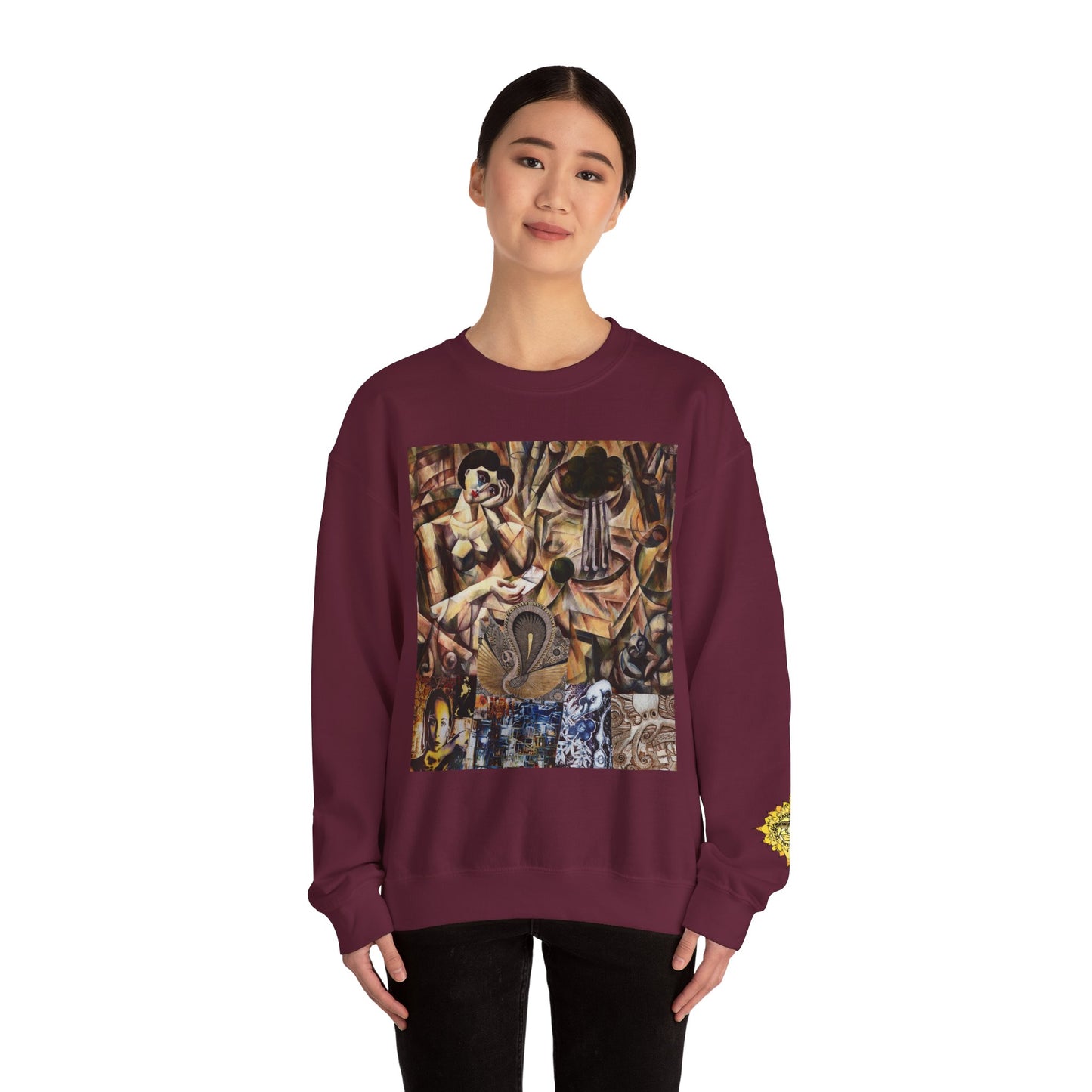 Margo Egyptian Collage Crewneck Sweatshirt — Vintage Pharaonic Art Print