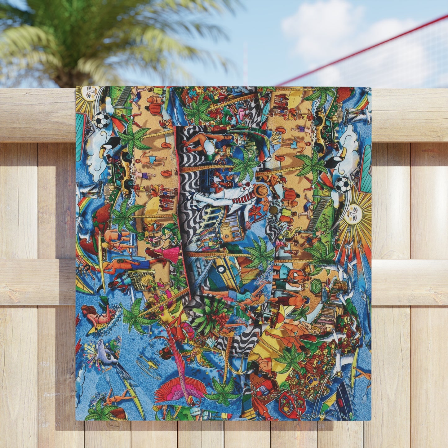 Florida Tropical Collage Beach Towel — Vibrant Nautical Resort Print for Summer, Pool & Vacation