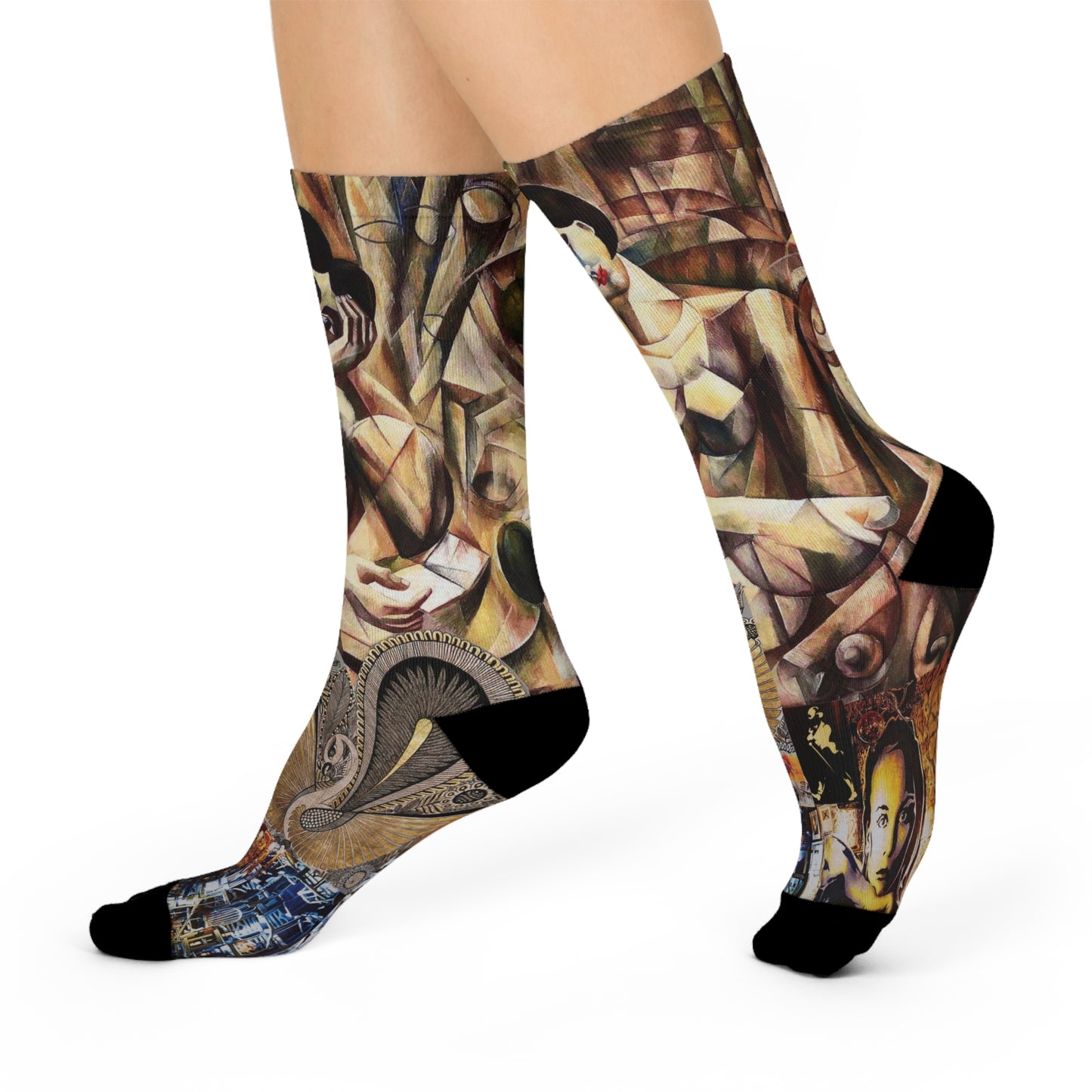 Margot Collage Crew Socks — Vibrant Abstract Art Cushion Socks