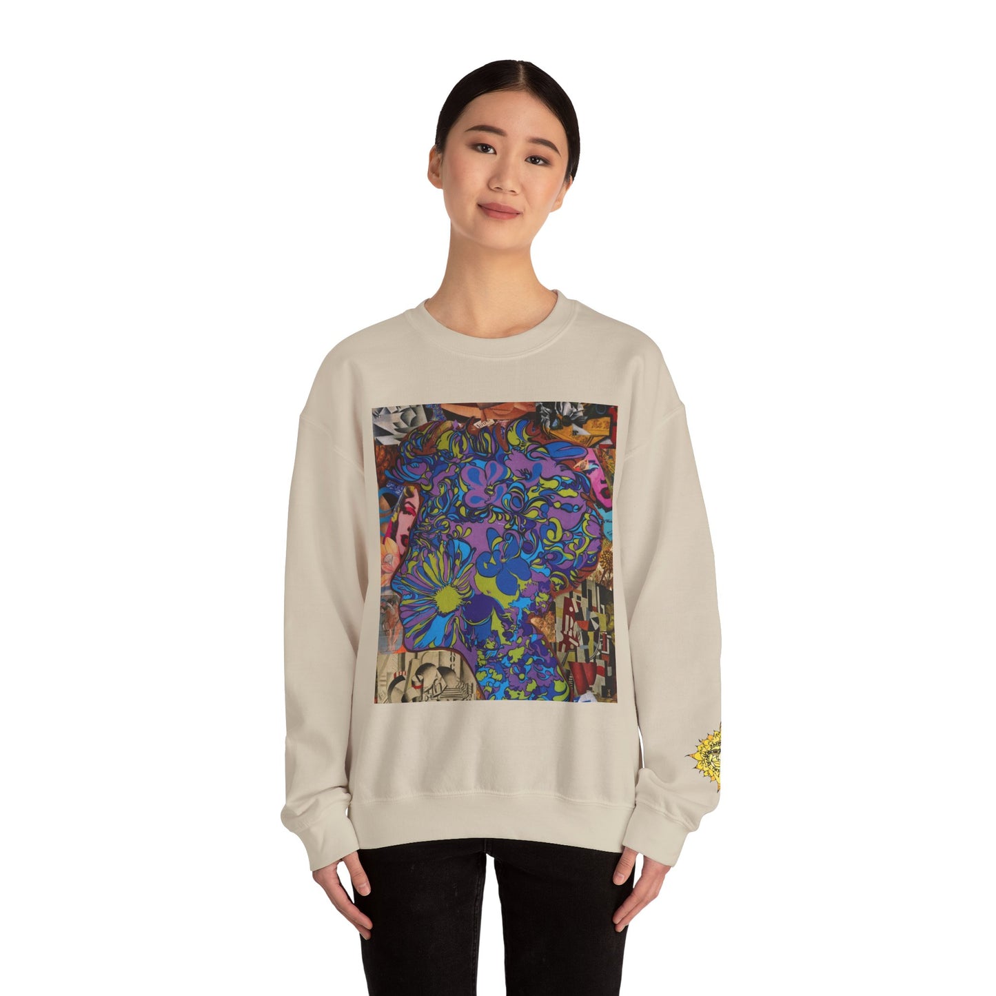 Purple Majesty Sweatshirt — Psychedelic Floral Collage Graphic