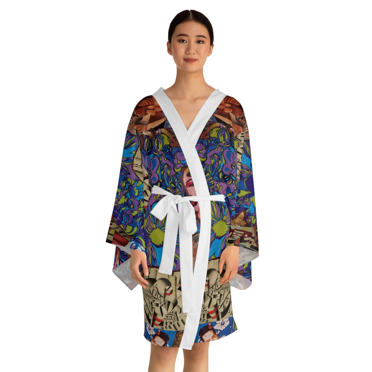 Purple Majesty Artwork Floral Kimono Robe — Boho Lounge