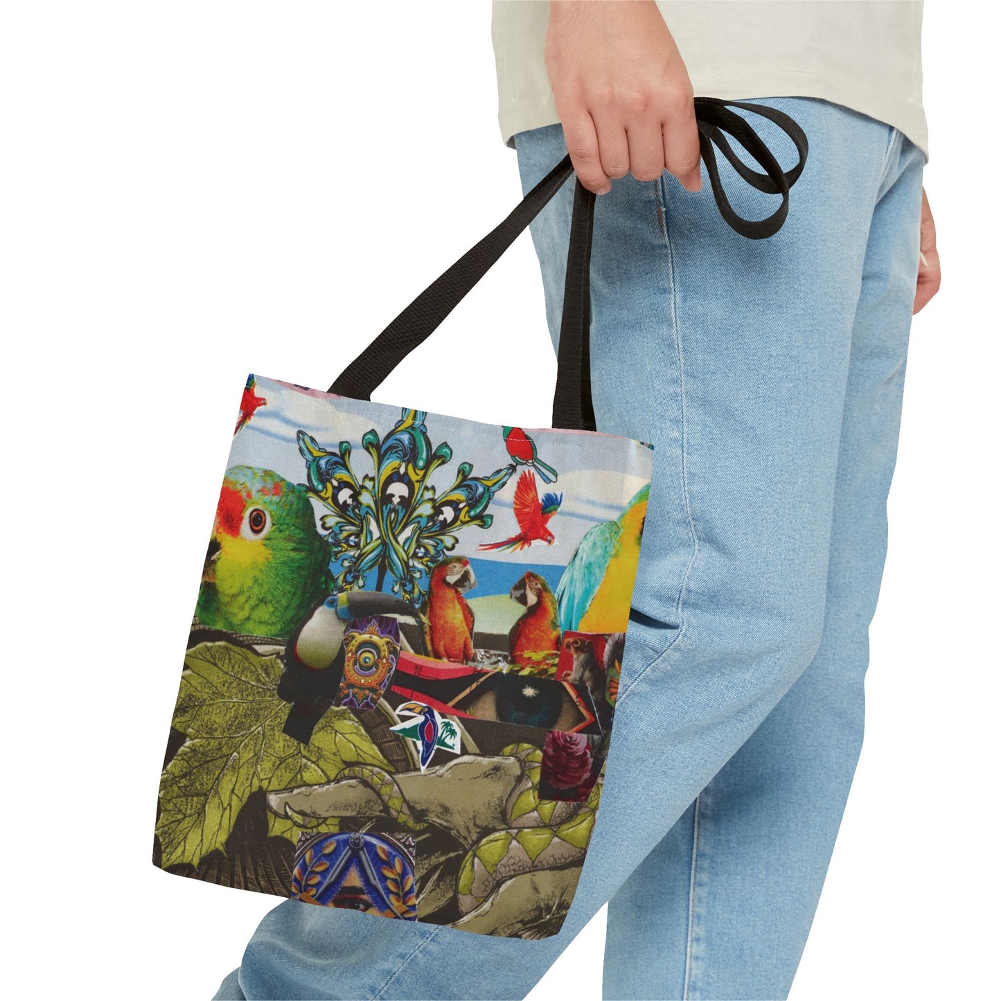 Apoda Print Vibrant Tropical Tote Bag, Eco-Friendly Grocery Bag, Summer Beach Tote, Festival Accessory, Colorful Shopping Bag