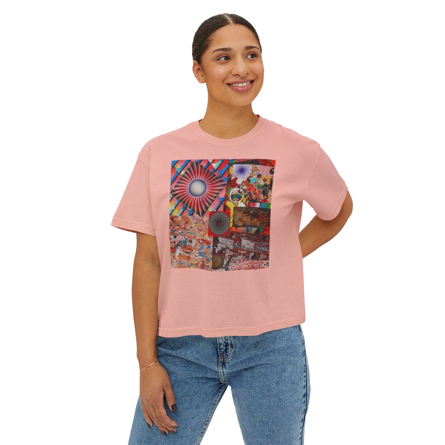 Tempest Collage Artwork  Women’s Boxy Tee — Abstract Collage Art Square Print