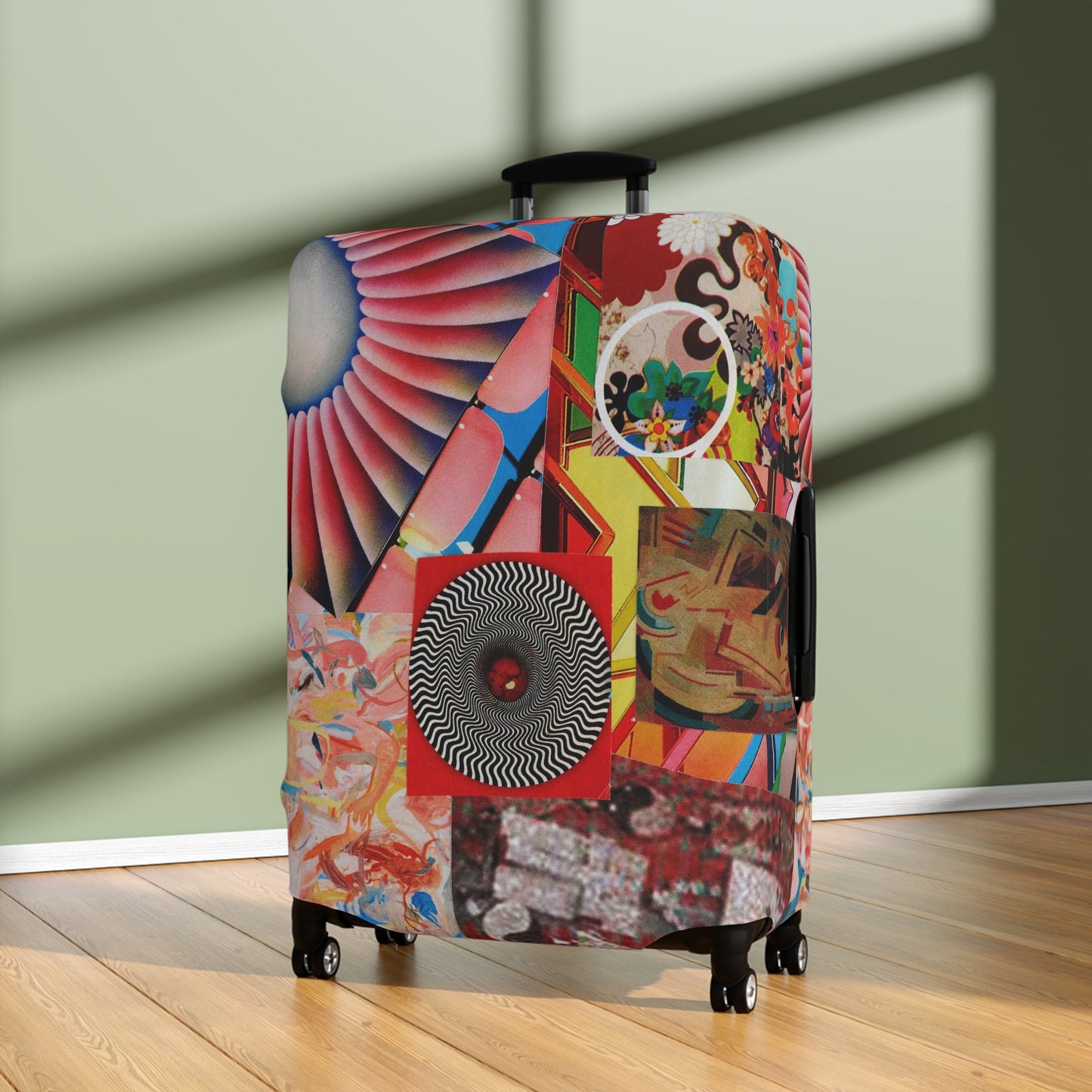 Tempest Collage Artwork Abstract Collage Luggage Cover – Colorful Retro Fan Graphic Travel Protector