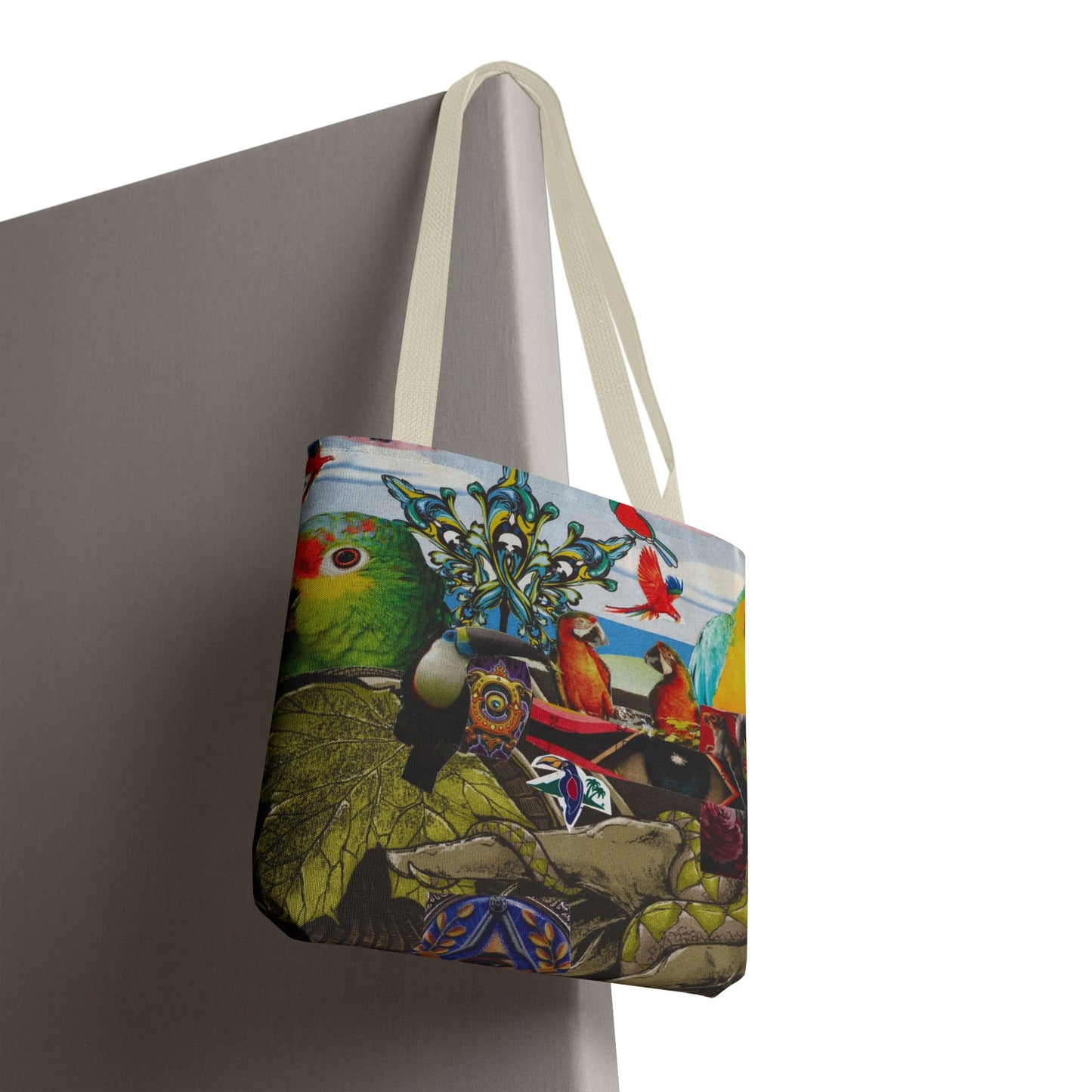 Apoda Print Vibrant Tropical Tote Bag, Eco-Friendly Grocery Bag, Summer Beach Tote, Festival Accessory, Colorful Shopping Bag