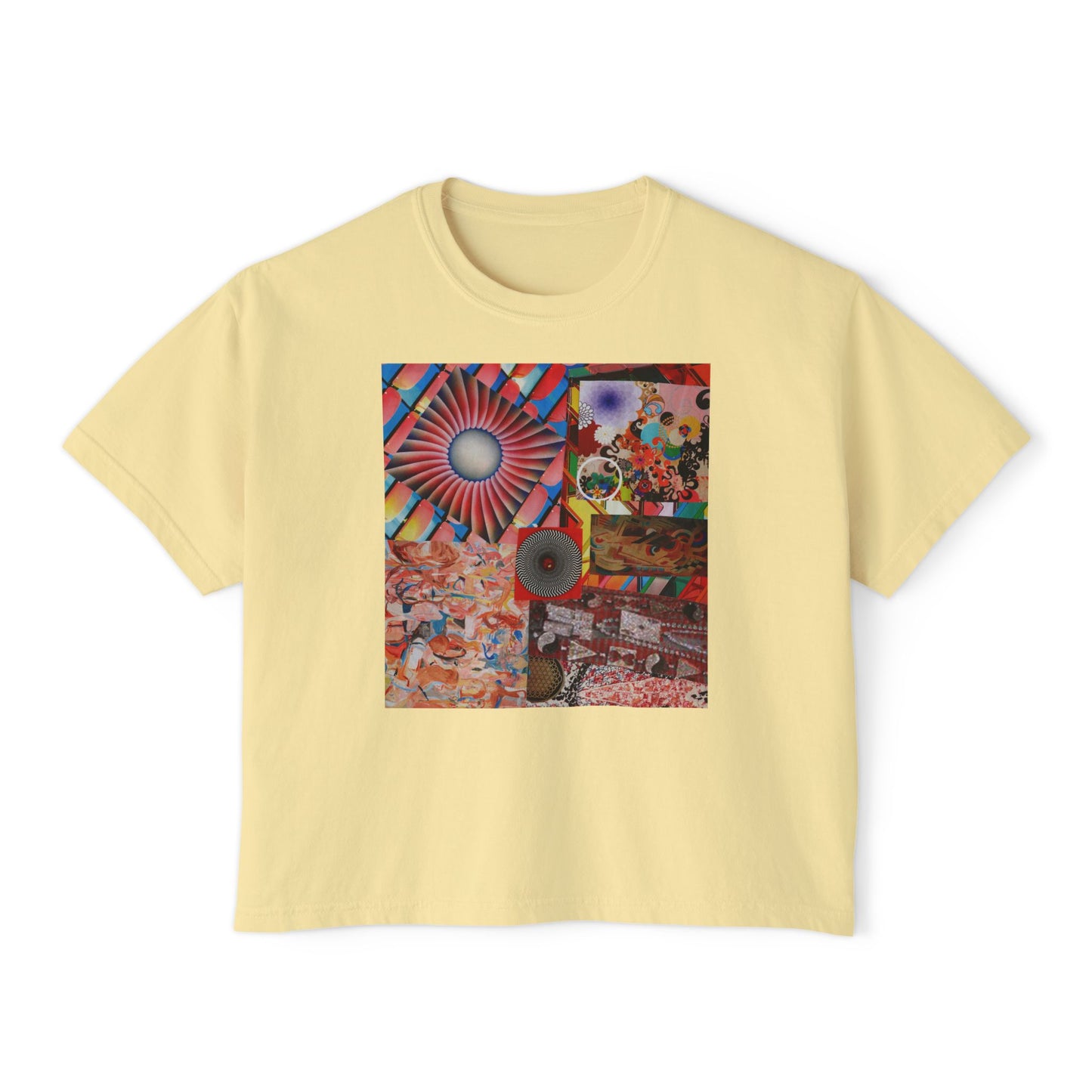 Tempest Collage Artwork  Women’s Boxy Tee — Abstract Collage Art Square Print