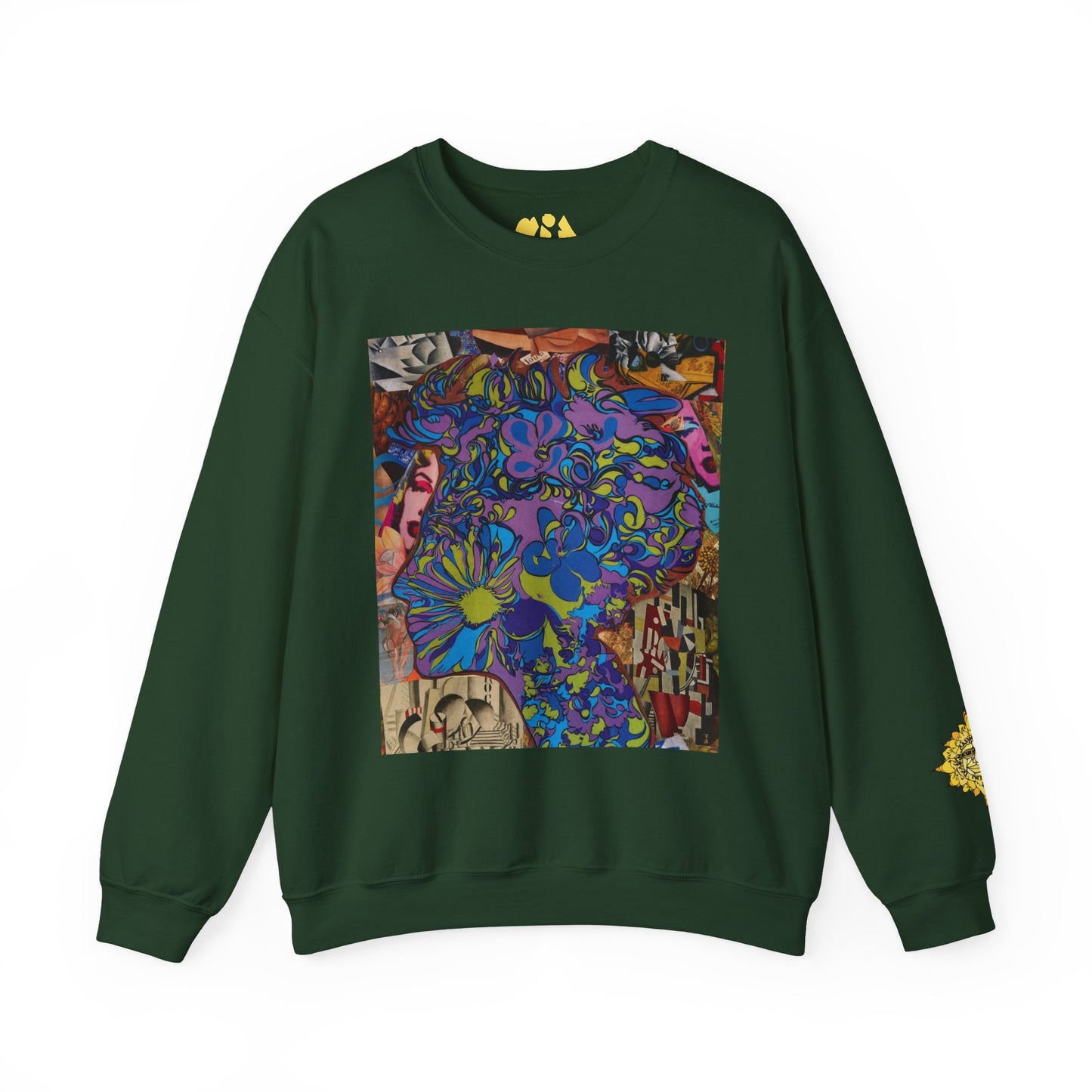 Purple Majesty Sweatshirt — Psychedelic Floral Collage Graphic