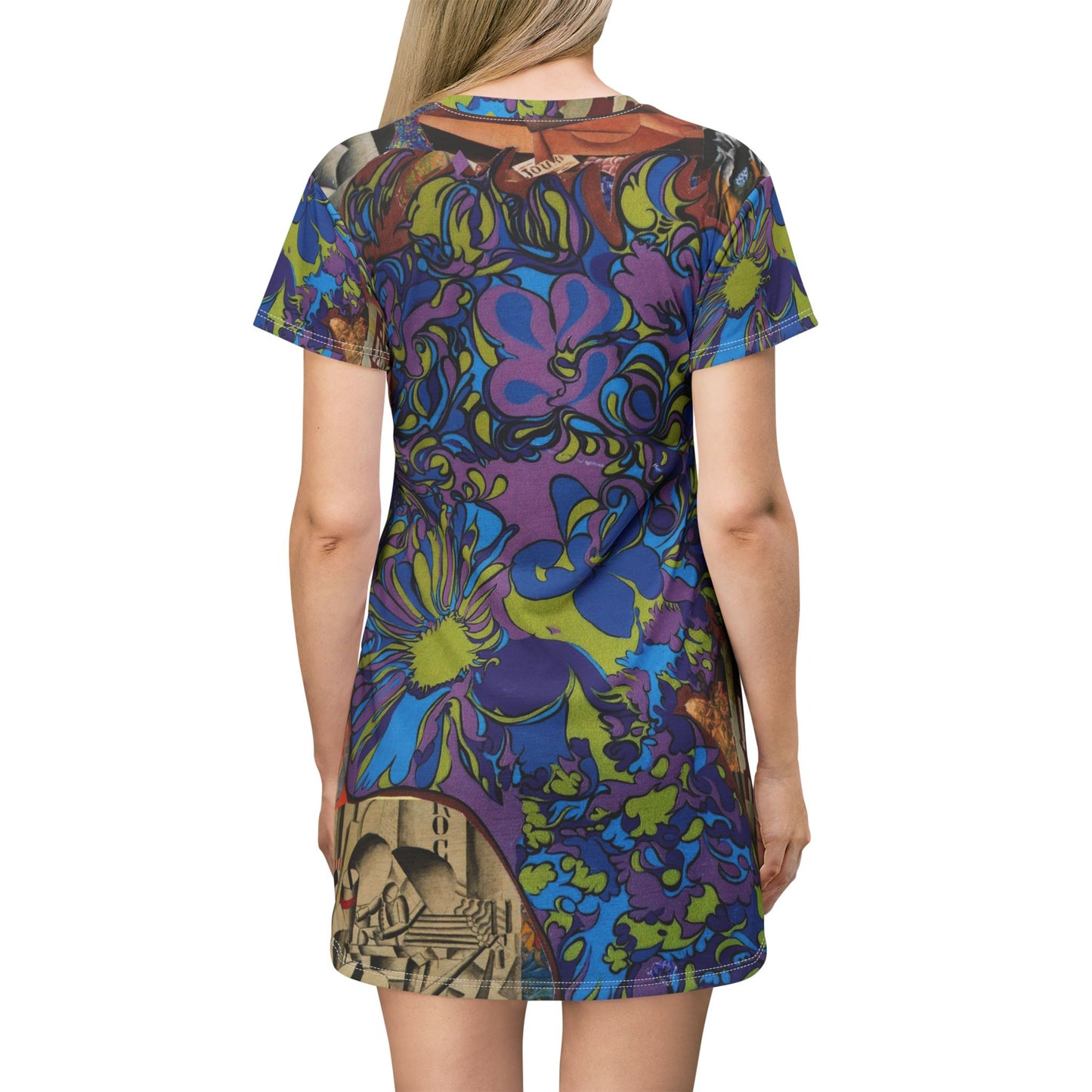 Purple Majesty Psychedelic Retro T‑Shirt Dress