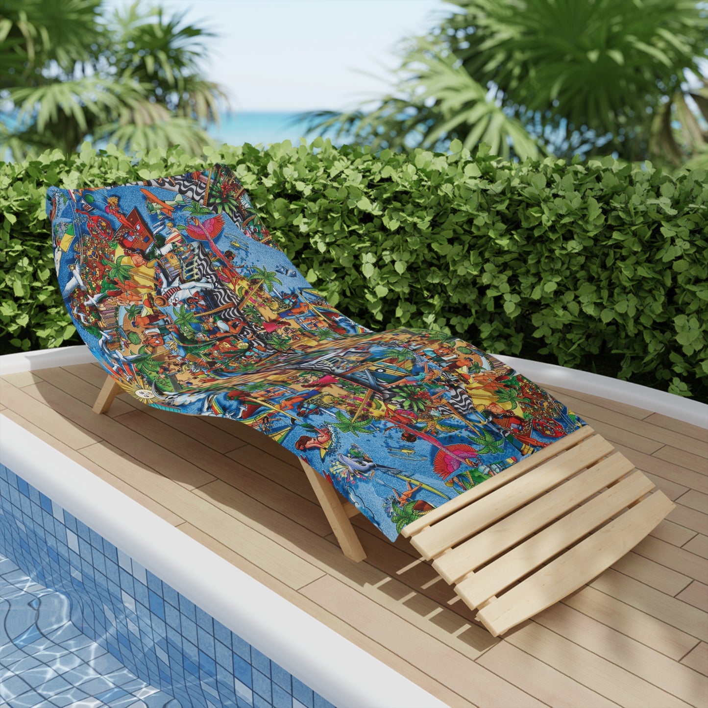 Florida Tropical Collage Beach Towel — Vibrant Nautical Resort Print for Summer, Pool & Vacation