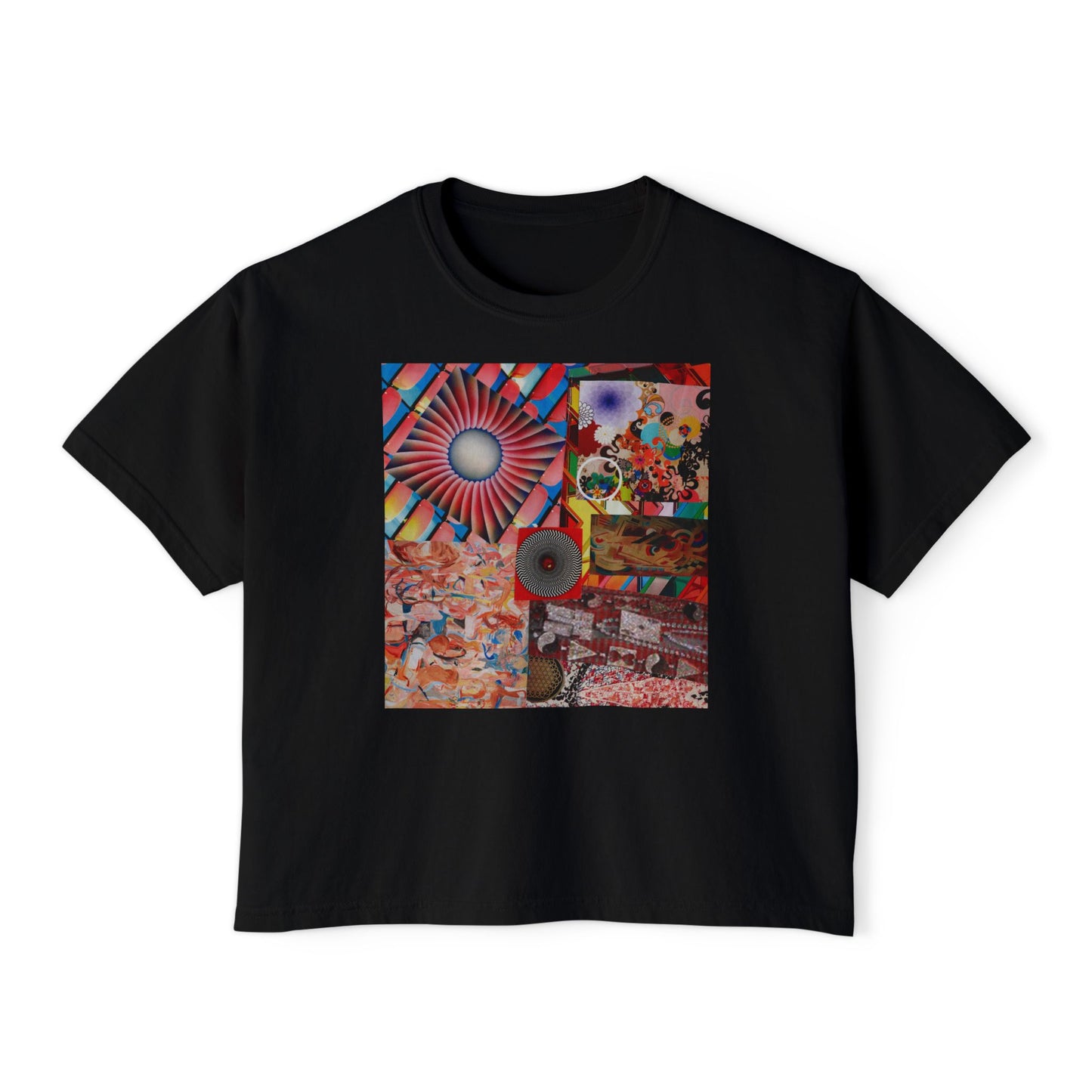 Tempest Collage Artwork  Women’s Boxy Tee — Abstract Collage Art Square Print