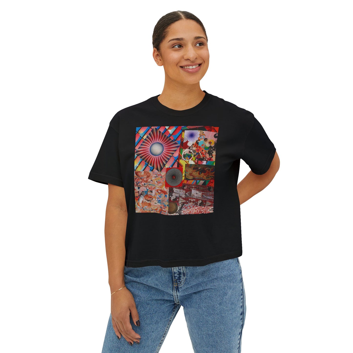 Tempest Collage Artwork  Women’s Boxy Tee — Abstract Collage Art Square Print