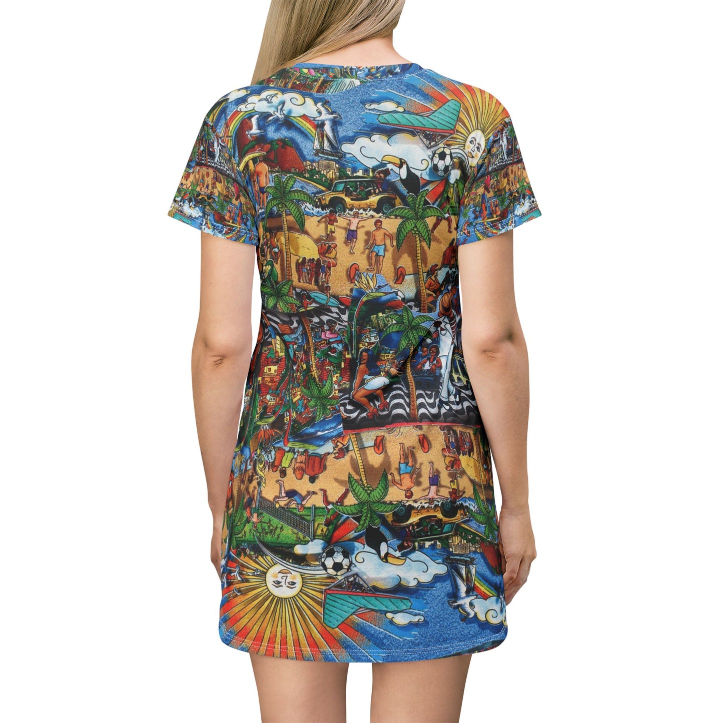 Florida Psychedelic Retro T‑Shirt Dress — Vibrant Retro Abstract All‑Over Print