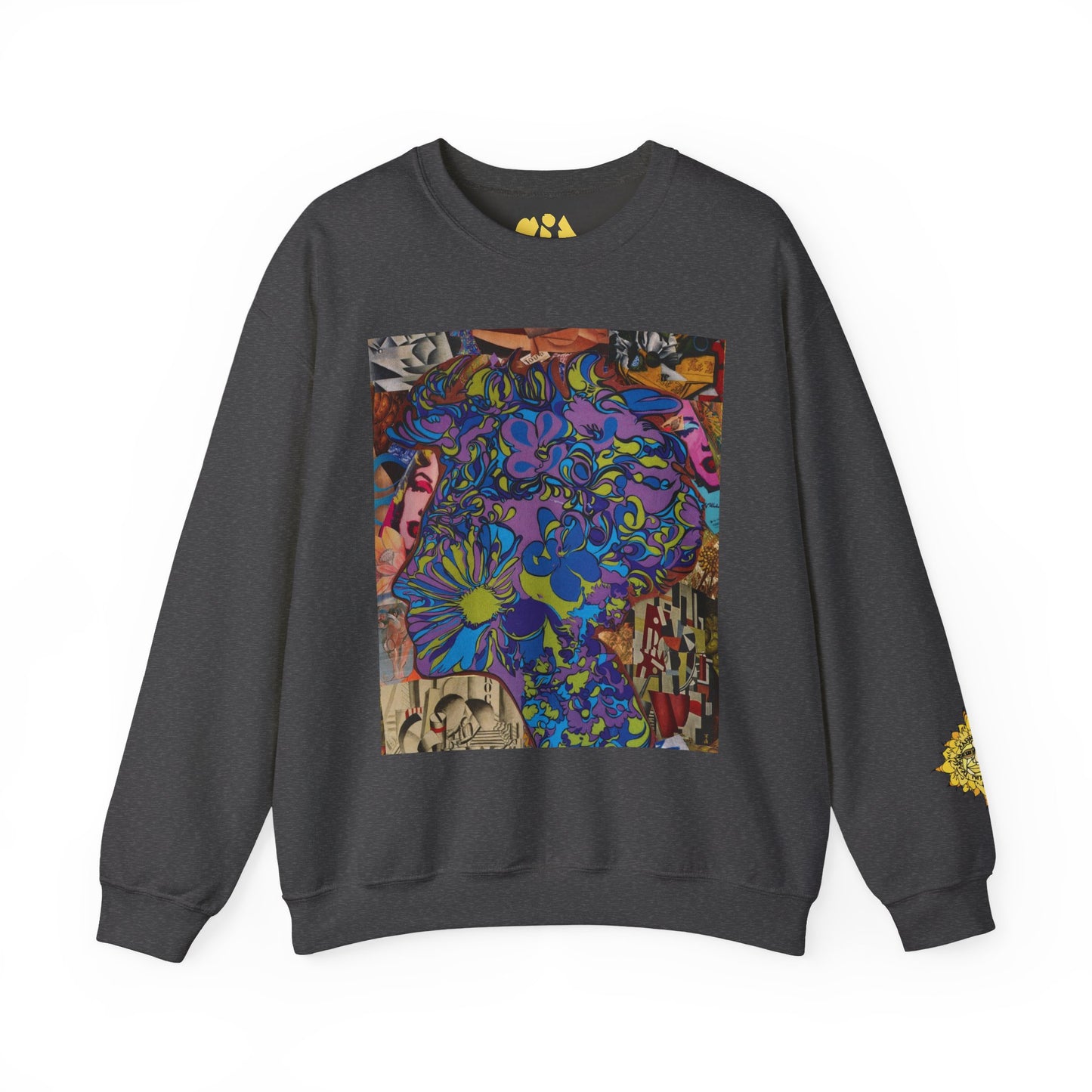 Purple Majesty Sweatshirt — Psychedelic Floral Collage Graphic