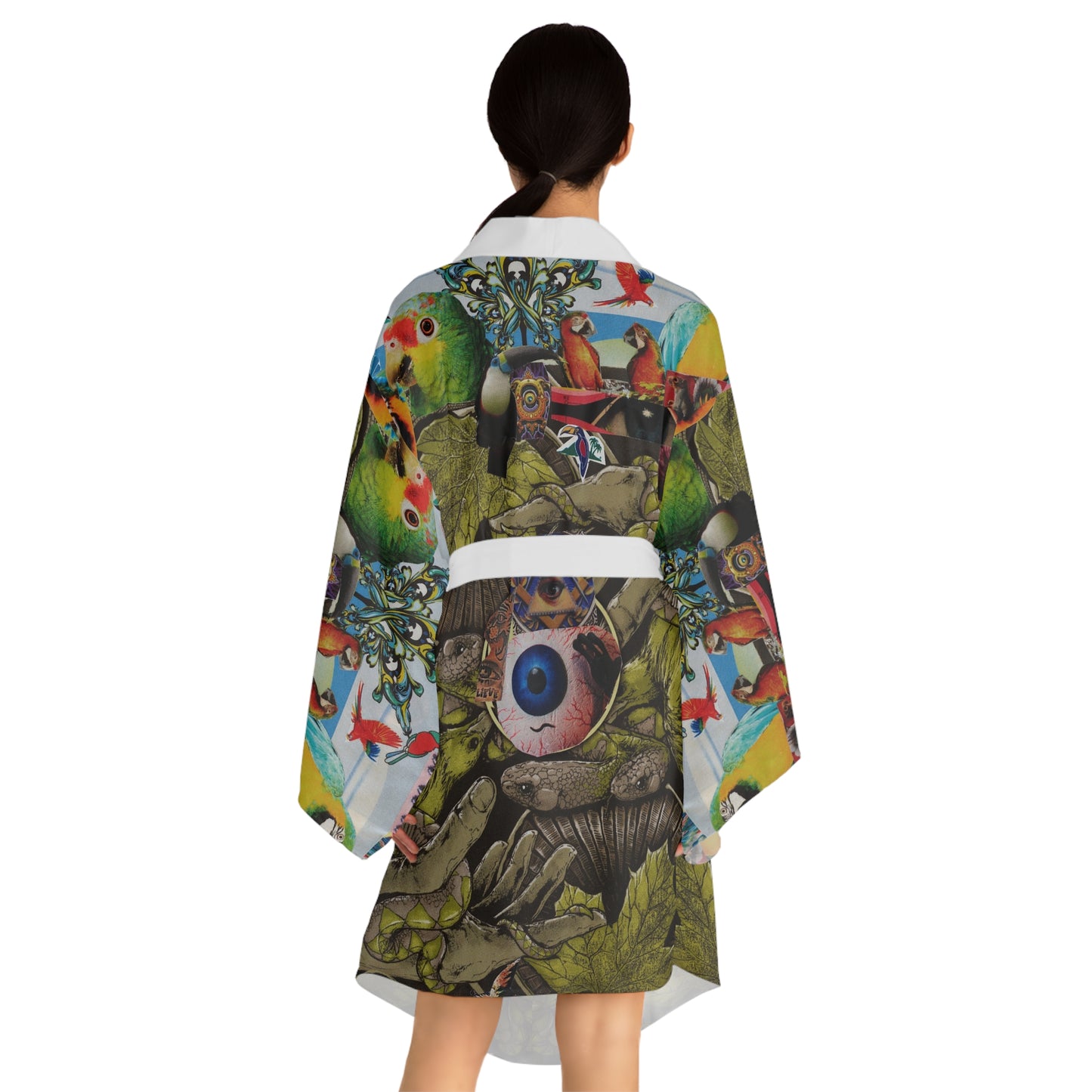 Apoda Artwork Floral Kimono Robe — Boho Lounge Cover-Up