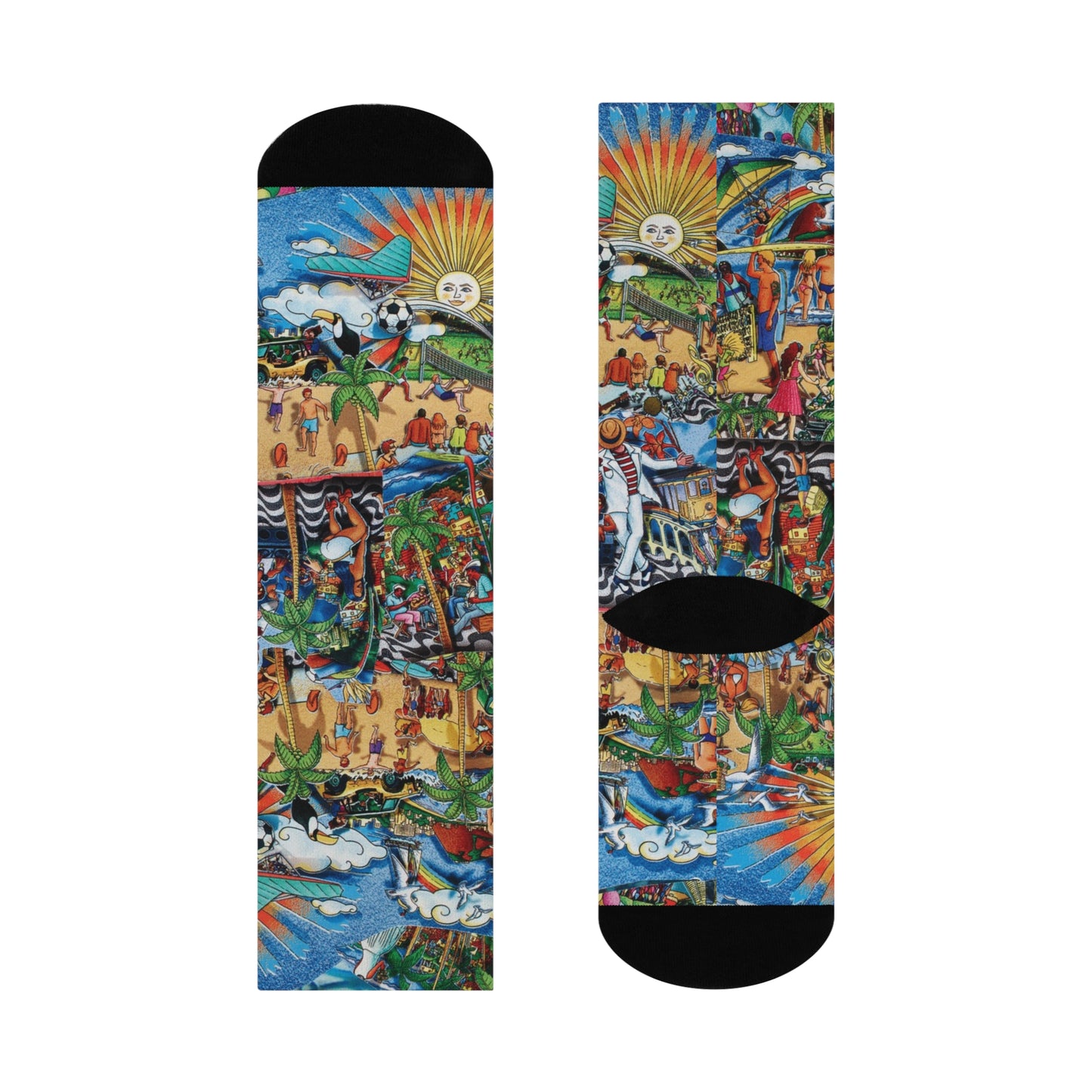 Florida Collage Artwork Crew Socks — Vibrant Abstract Art Cushion Socks