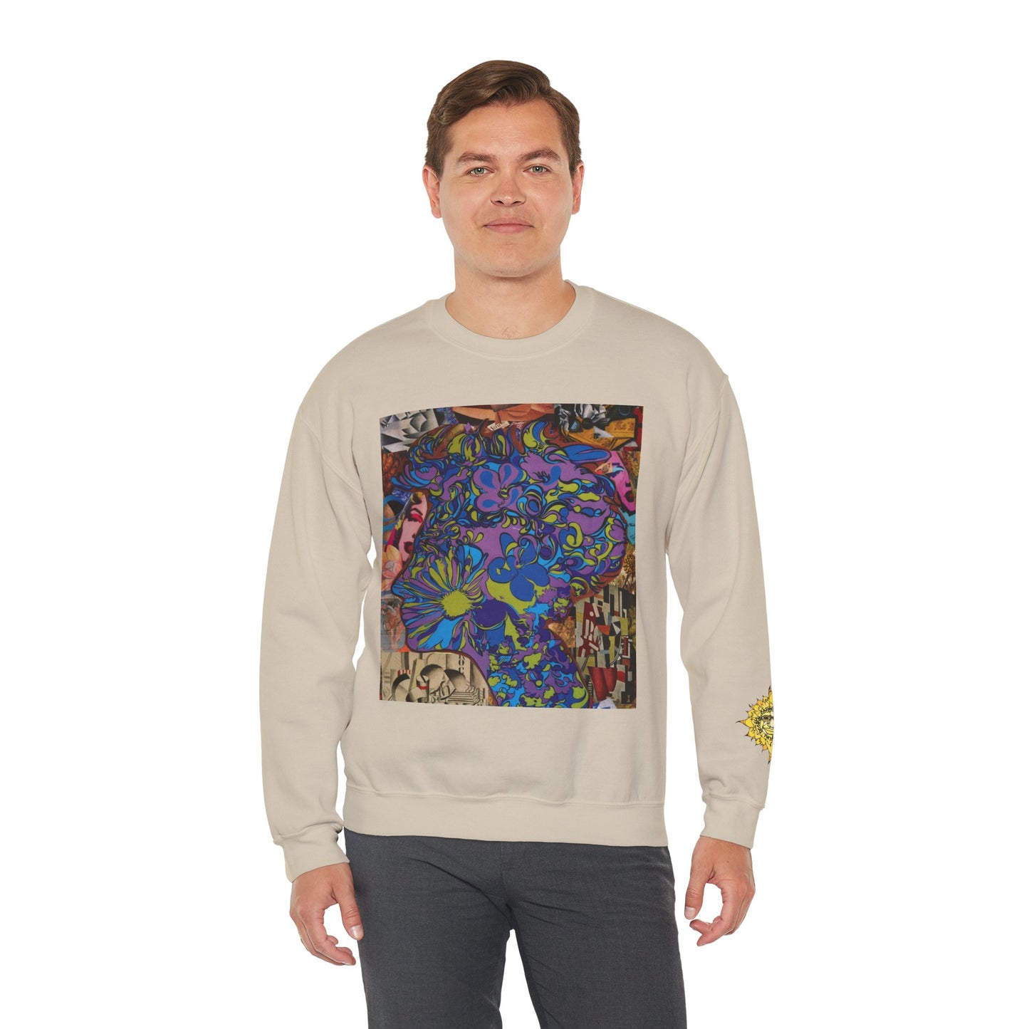Purple Majesty Sweatshirt — Psychedelic Floral Collage Graphic