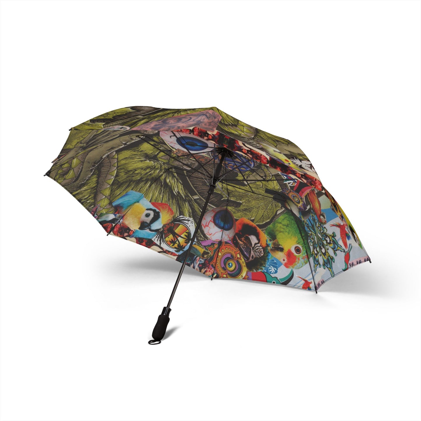 Apoda Collage Artwork Creature Art Umbrella — Foldable Semi-Automatic Travel Umbrella