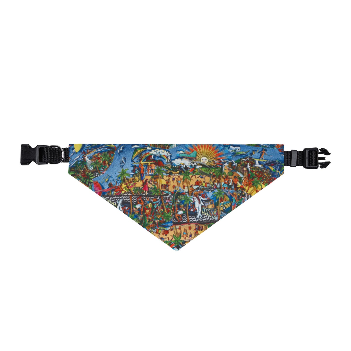 Florida Collage Artwork Clip-On Pet Bandana — Colorful Cityscape Sunset Dog & Cat Scarf