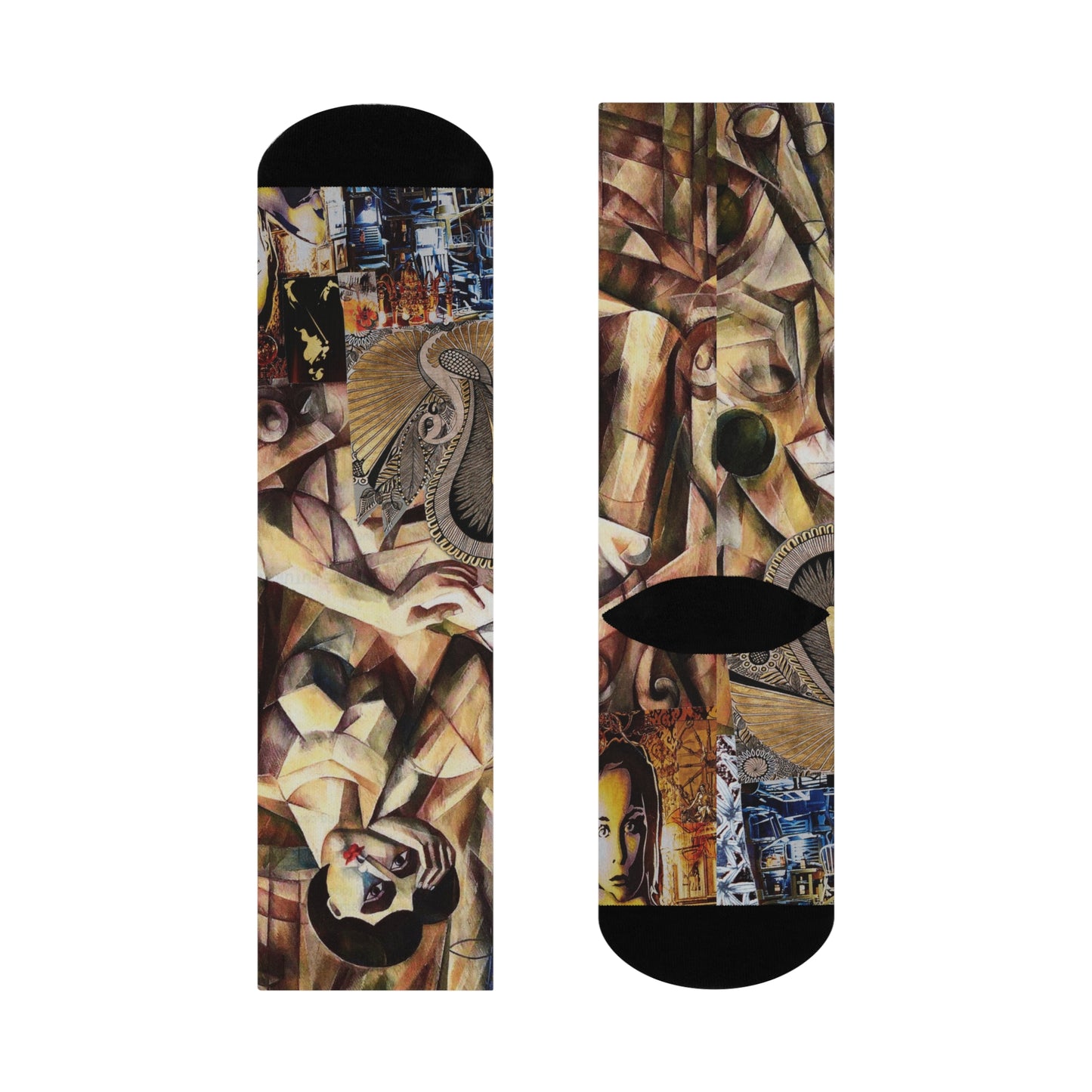 Margot Collage Crew Socks — Vibrant Abstract Art Cushion Socks