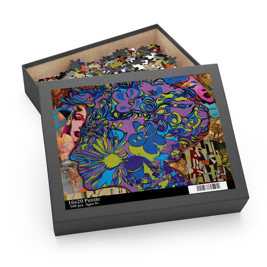 Majesty Collage Artwork Psychedelic Floral Skull Puzzle — 120/252/500-Piece Art Jigsaw
