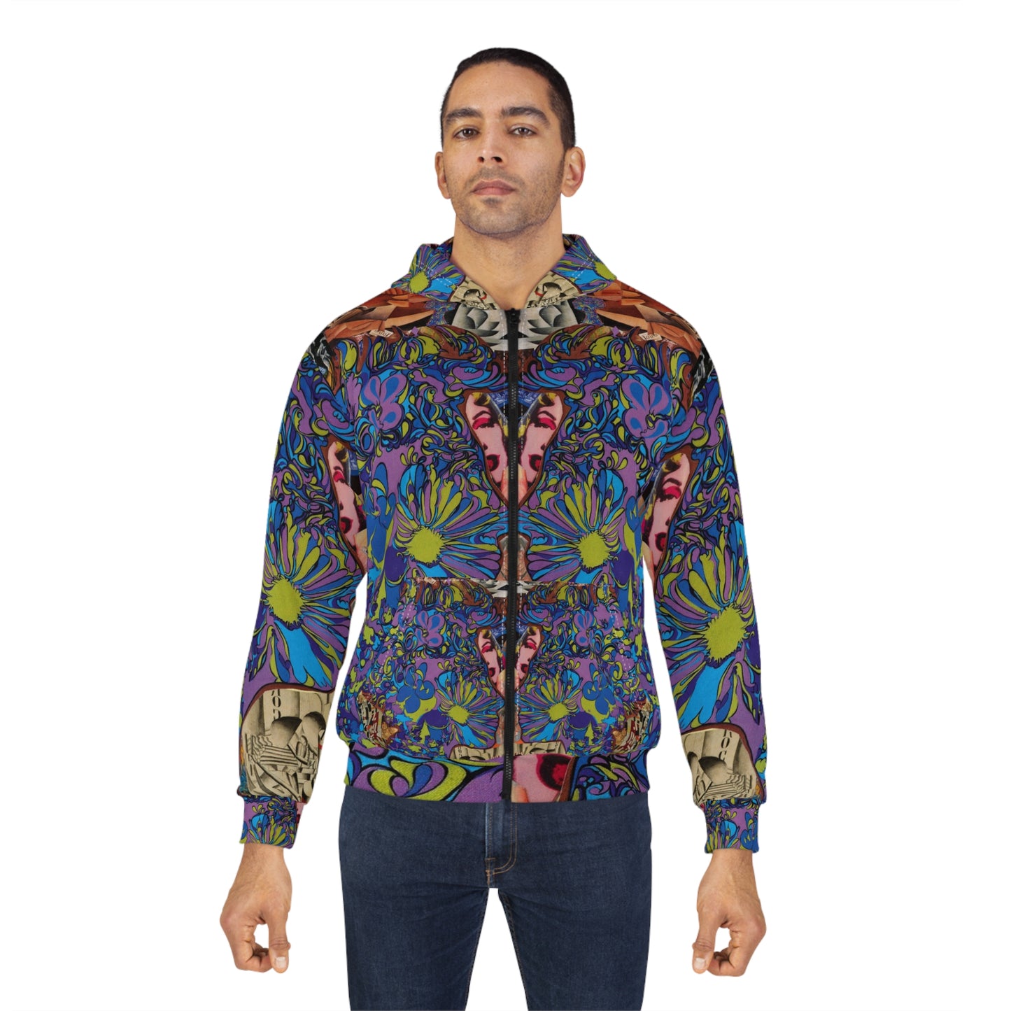 Purple Majesty Collage Artwork Zip Hoodie