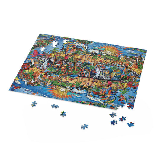 Florida Beach Scene Puzzle 500-Piece Hidden Object Jigsaw