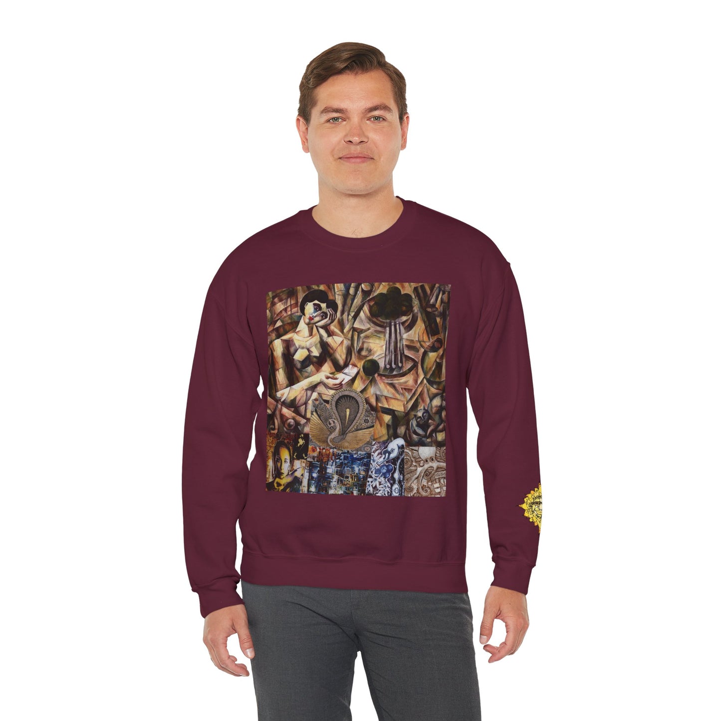 Margo Egyptian Collage Crewneck Sweatshirt — Vintage Pharaonic Art Print