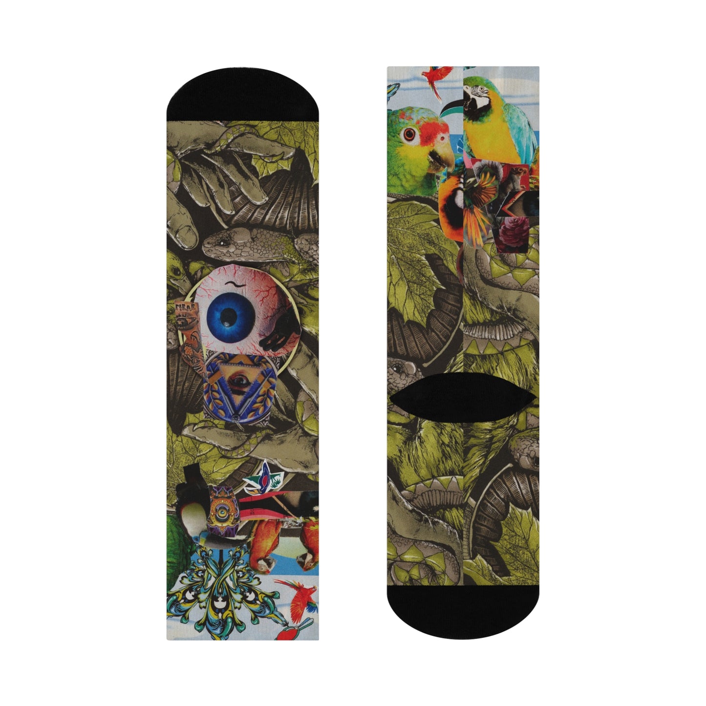 Apoda Collage Artwork Crew Socks — Vibrant Abstract Art Cushion Socks