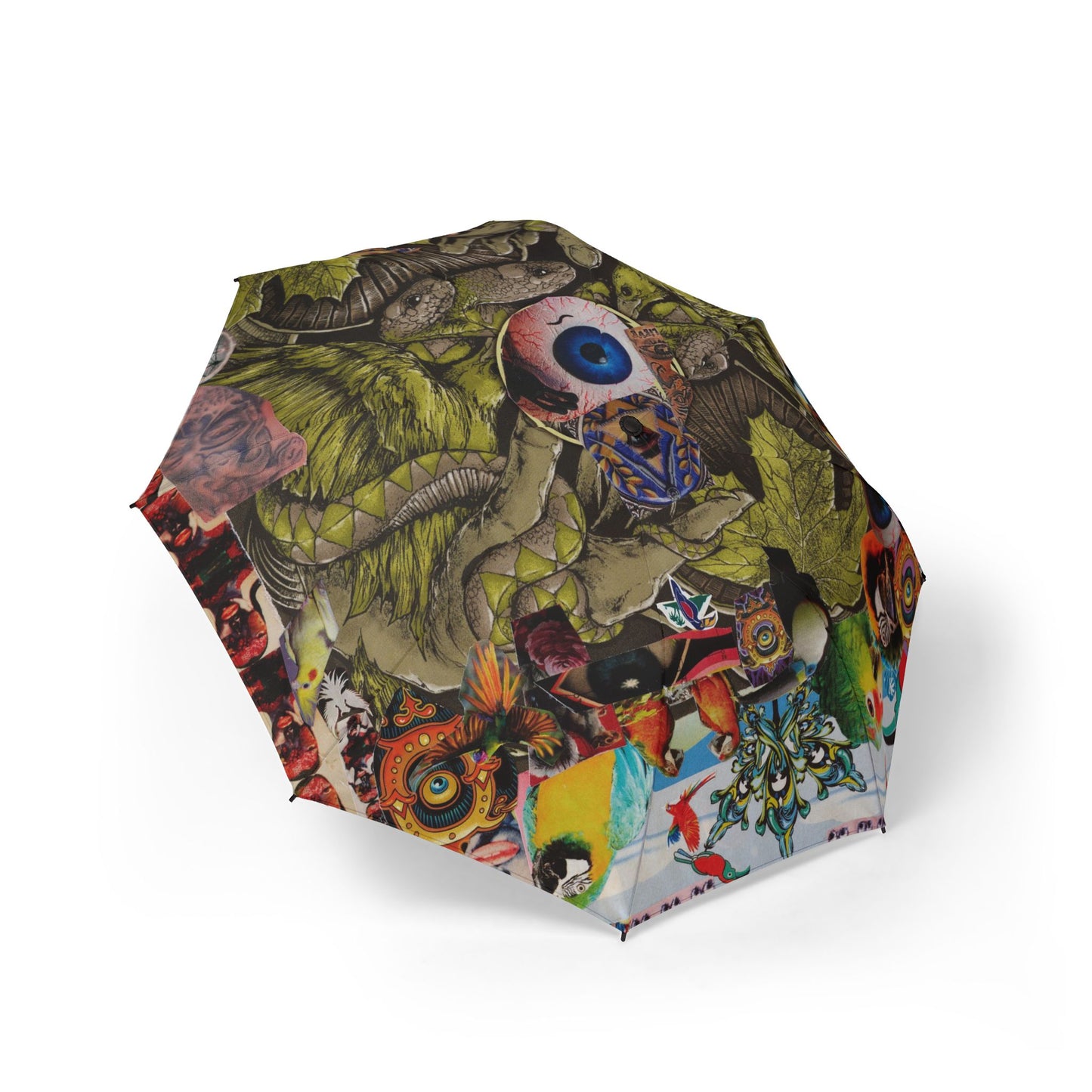 Apoda Collage Artwork Creature Art Umbrella — Foldable Semi-Automatic Travel Umbrella