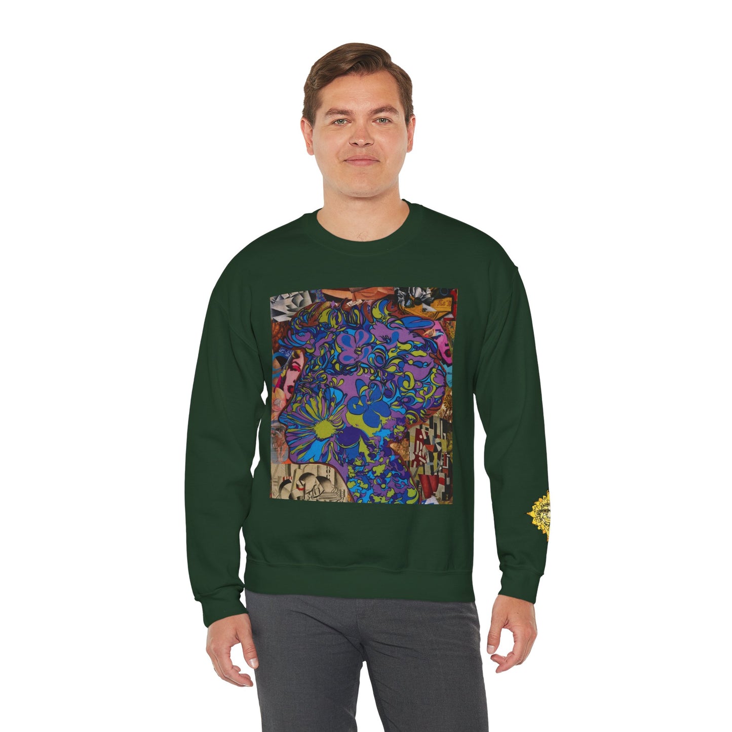 Purple Majesty Sweatshirt — Psychedelic Floral Collage Graphic