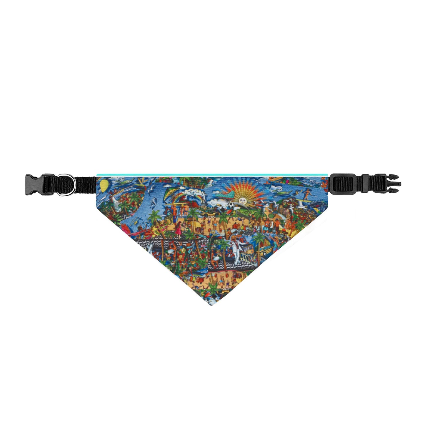 Florida Collage Artwork Clip-On Pet Bandana — Colorful Cityscape Sunset Dog & Cat Scarf