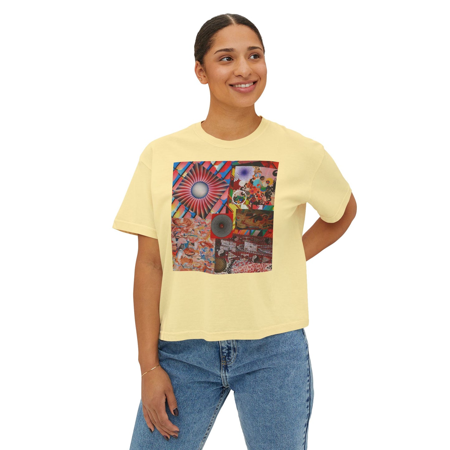 Tempest Collage Artwork  Women’s Boxy Tee — Abstract Collage Art Square Print