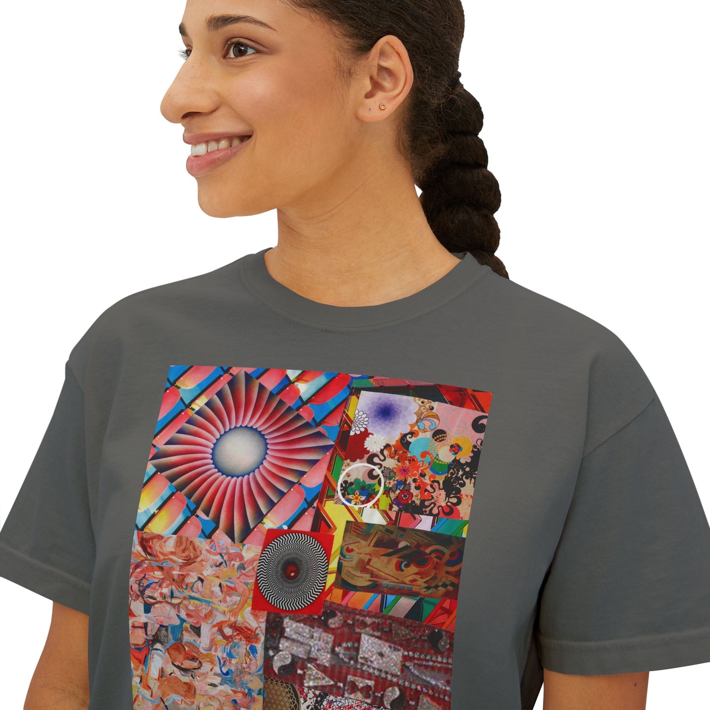 Tempest Collage Artwork  Women’s Boxy Tee — Abstract Collage Art Square Print