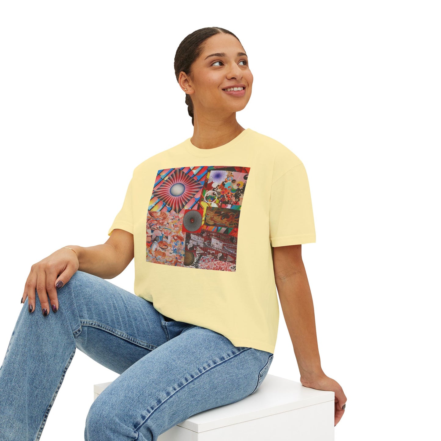 Tempest Collage Artwork  Women’s Boxy Tee — Abstract Collage Art Square Print
