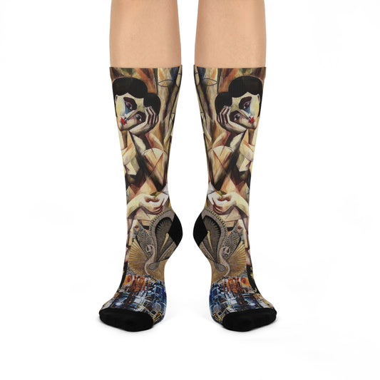 Margot Collage Crew Socks — Vibrant Abstract Art Cushion Socks