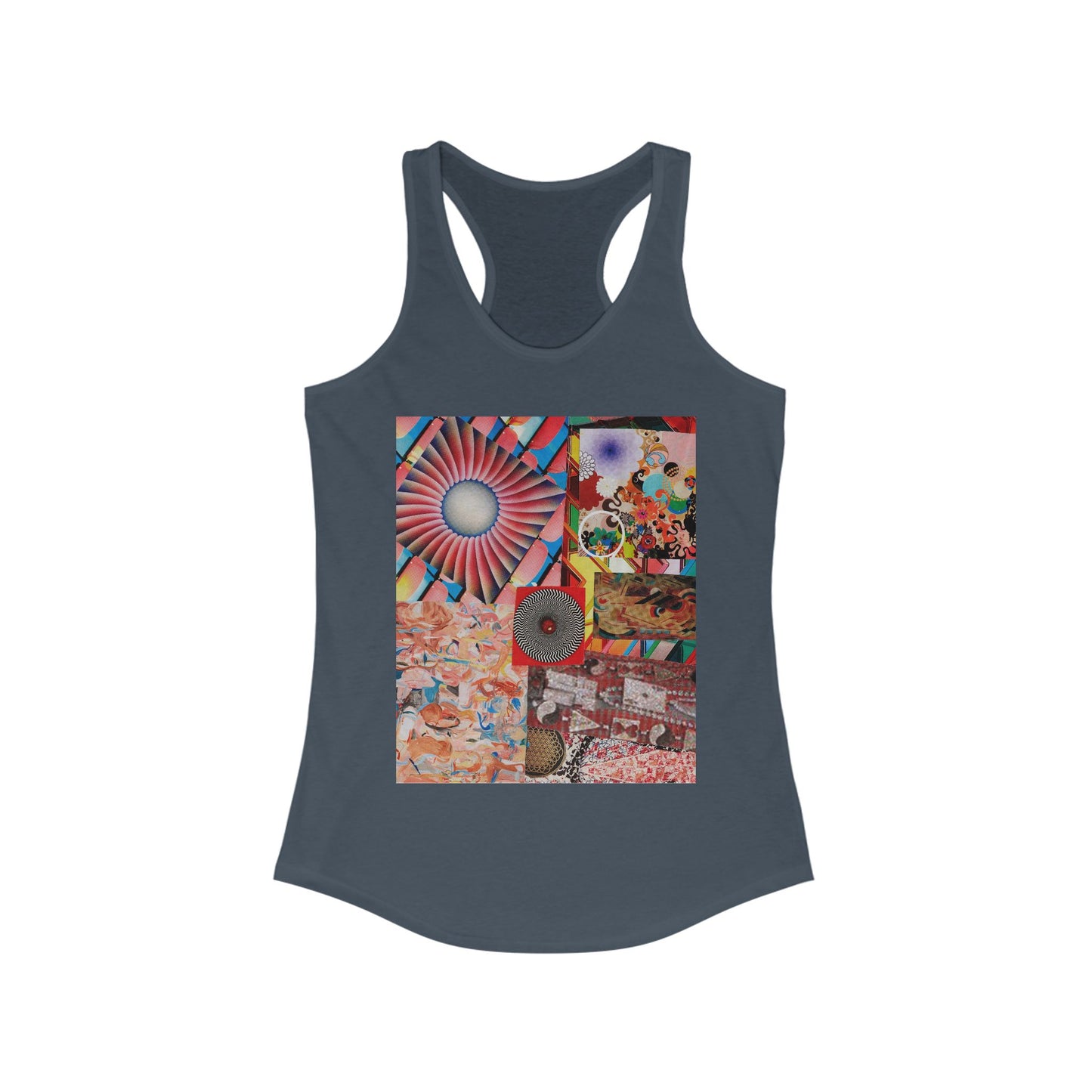 Tempest Print Bohemian Racerback Tank for Women, Artistic Summer Top, Casual Wear, Beach Day, Yoga and Fitness Shirt